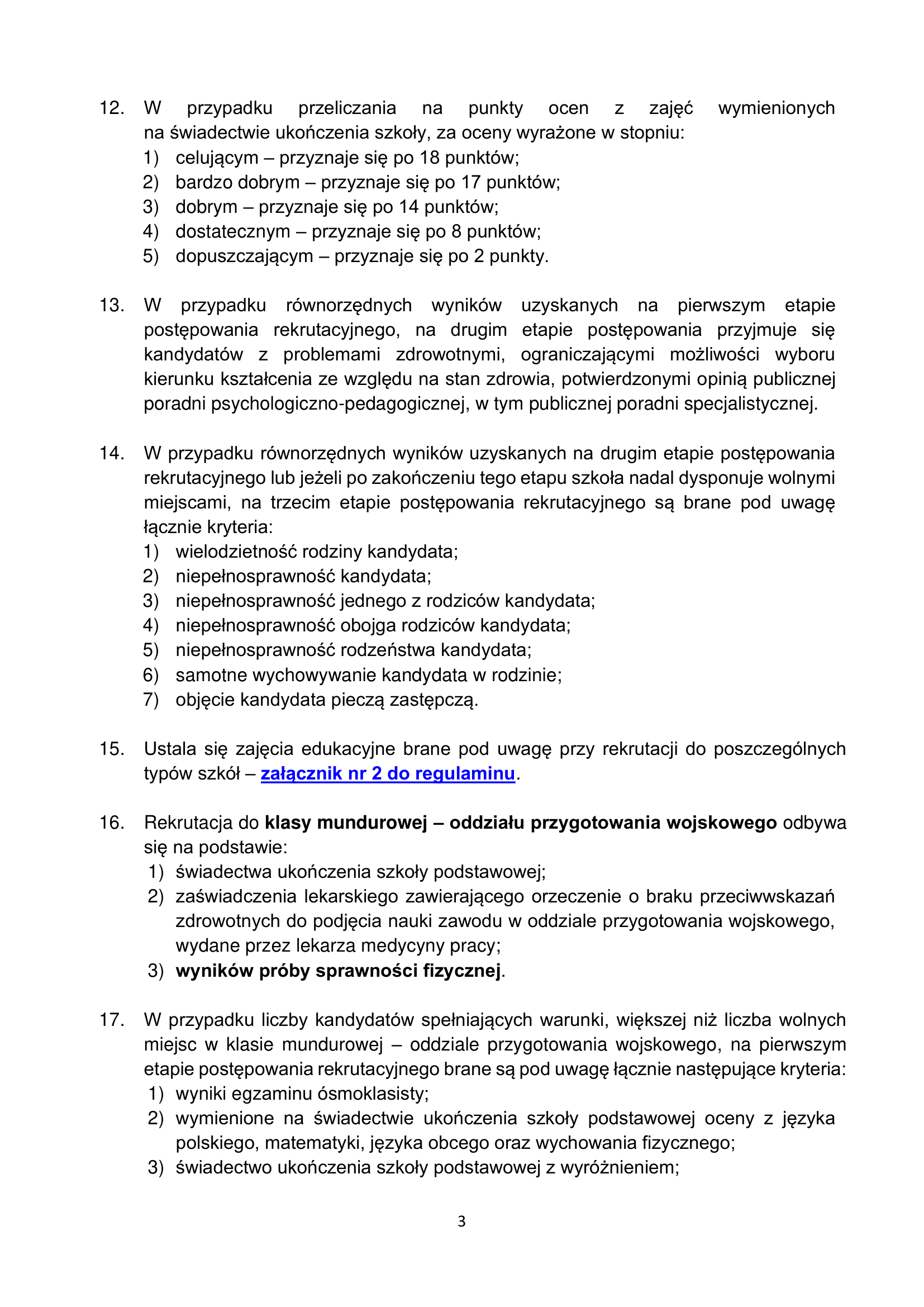 Regulamin rekrutacji 2026/27