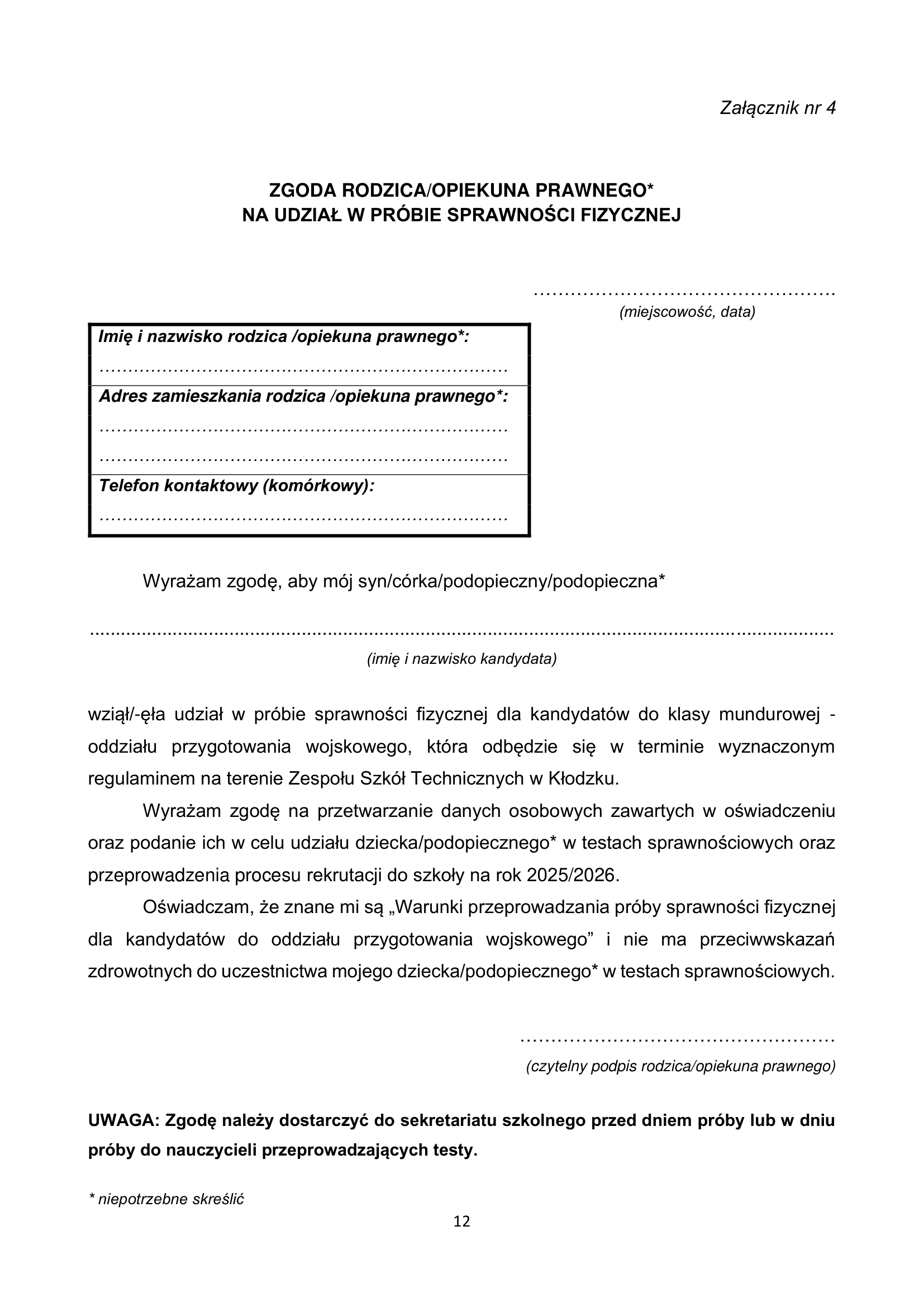 Regulamin rekrutacji 2026/27